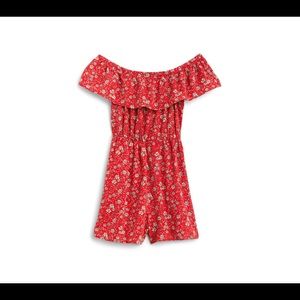 NWT Speechless Off the shoulder romper, large, red